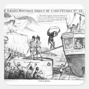 Sticker Carré Bande dessinée satirique au sujet de l'état de