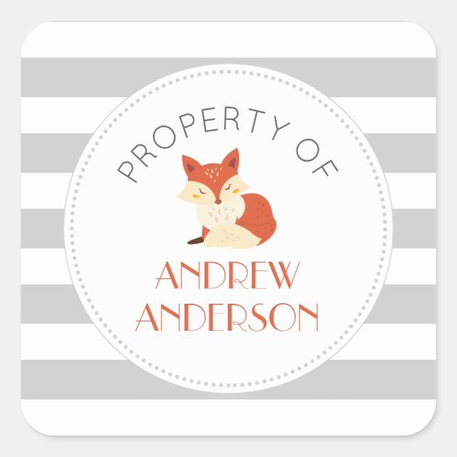 Sticker Carré Bande grise renard LIVRE ou BIENS EN Sicker (Devant)