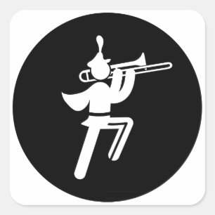 Sticker Carré Bande Marche - Joueur Trombone