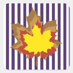 Sticker Carré Bandes automnales pourpres avec Feuilles