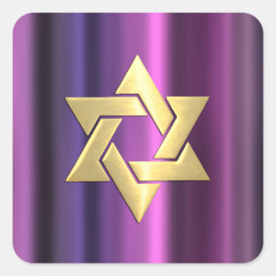 Sticker Carré Bandes bat mitzvah roses et violettes avec n'impor