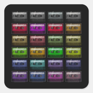 STICKER CARRÉ BANDES CASSETTES AMATEUR DE MUSIQUE RÉTRO