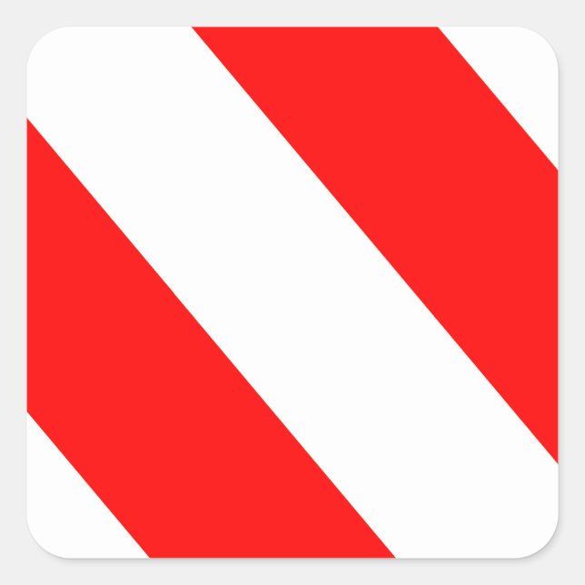 Sticker Carré Bandes d'avertissement rouge blanc (Devant)