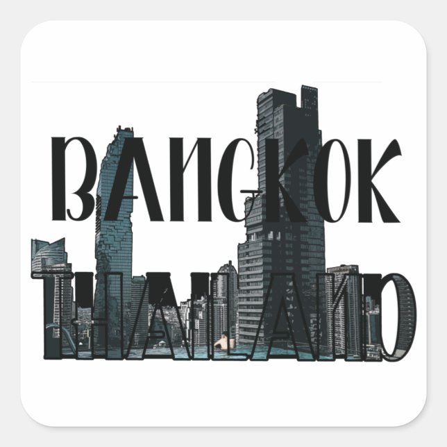 Sticker Carré Bangkok Thaïlande - Ville, Voyage, Thaï (Devant)