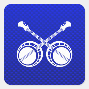 Sticker Carré Banjos Dueling bleu