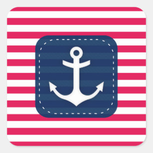 Sticker Carré Bannière bleu marine Bannière bleu marine Ancre