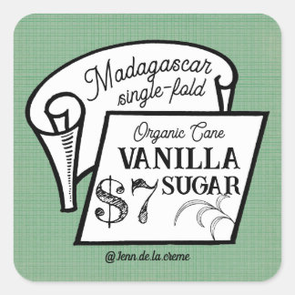Sticker Carré Bannière personnalisée Vanille Sucre Cuisine