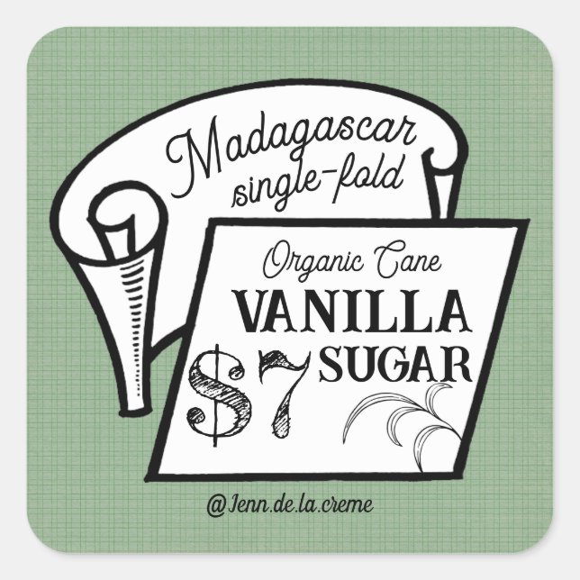Sticker Carré Bannière personnalisée Vanille Sucre Cuisine (Devant)