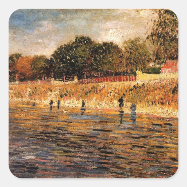 Sticker Carré Banques de la Seine par Vincent van Gogh (Devant)