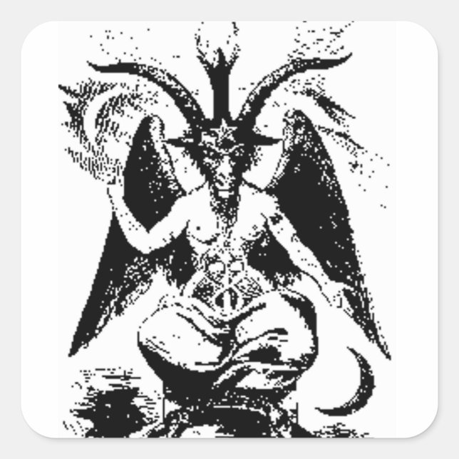 Sticker Carré Baphomet noir vintage (Devant)