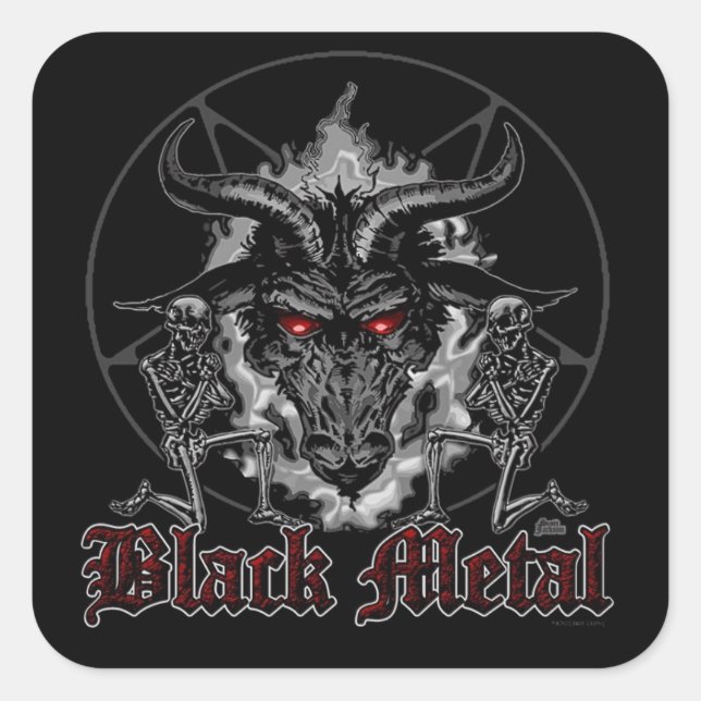 Sticker Carré Baphomet Pentagramme Métal Noir (Devant)