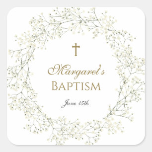 Sticker Carré Baptême Respiration de Bébé Communion