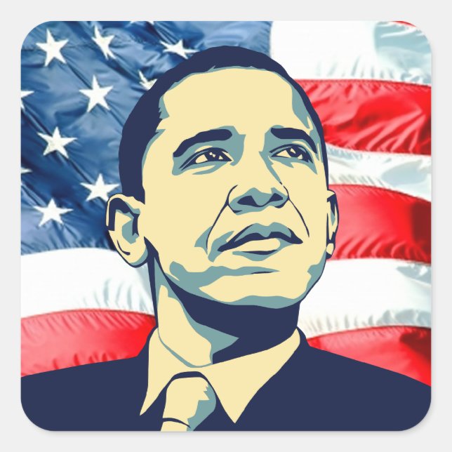 Sticker Carré Barack Obama (Devant)
