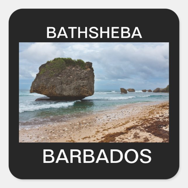 Sticker Carré Barbade, Bathsheba Rocks (Devant)