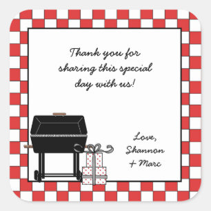 Sticker Carré Barbecue w/grill de BBQ d'autocollant de faveur de