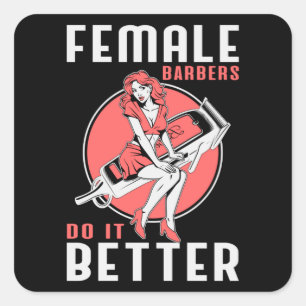 Sticker Carré Barber Hair Styliste Coiffeur Ciseaux de cheveux C