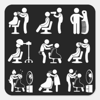 Sticker Carré Barbershop Barber et coiffeur Salon Routine