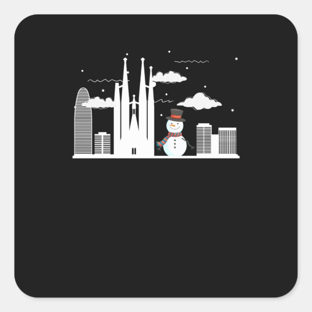 Sticker Carré Barcelona Snowman (Devant)