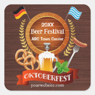 Sticker Carré Baril de bière Oktoberfest