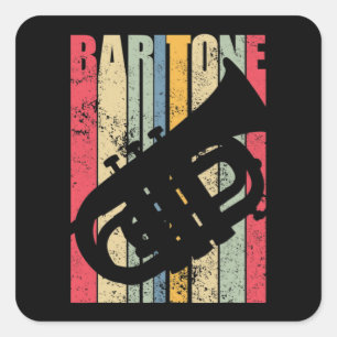 Sticker Carré Baritone Saxophone Horse Marching Band Major Gear