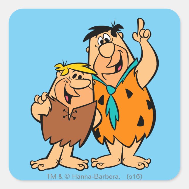 Sticker Carré Barney Rubble et Fred Flintstone (Devant)