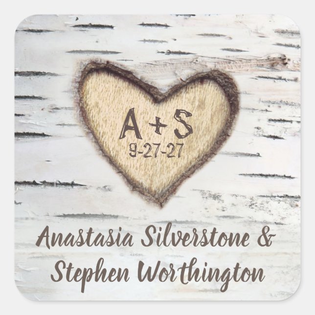 Sticker Carré Barre de bouleau Mariage campagnard rustique Faveu (Devant)