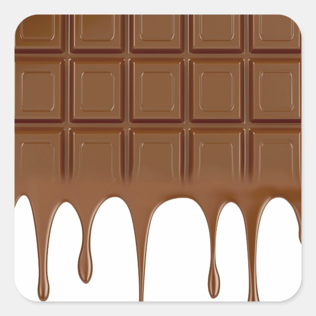 Sticker Carré Barre de chocolat fondu (Devant)