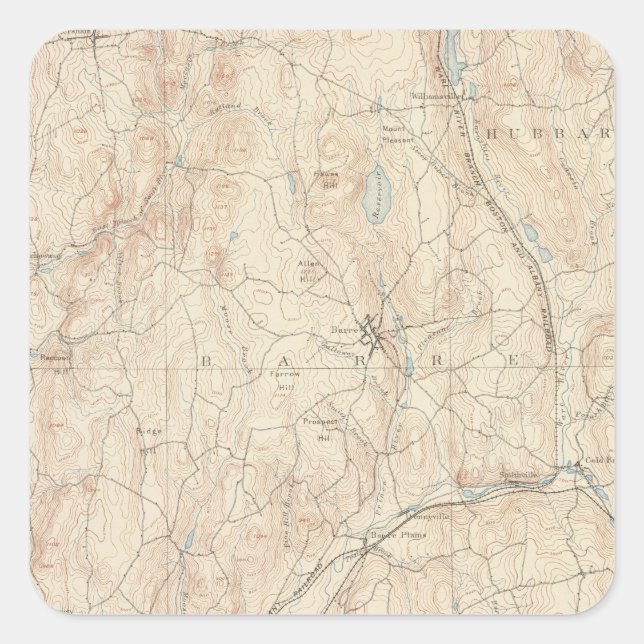 Sticker Carré Barre, Massachusetts (Devant)