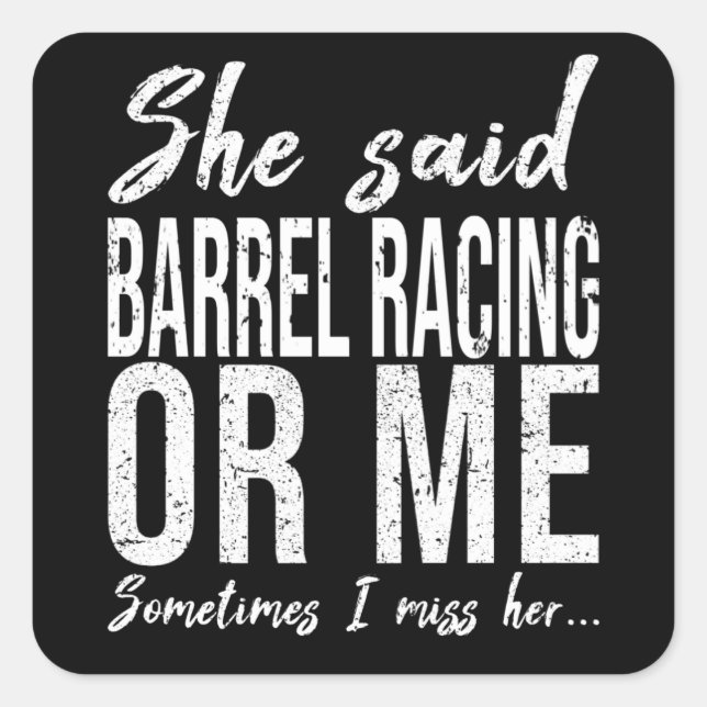 Sticker Carré Barrel Racing drôle cadeau sport (Devant)