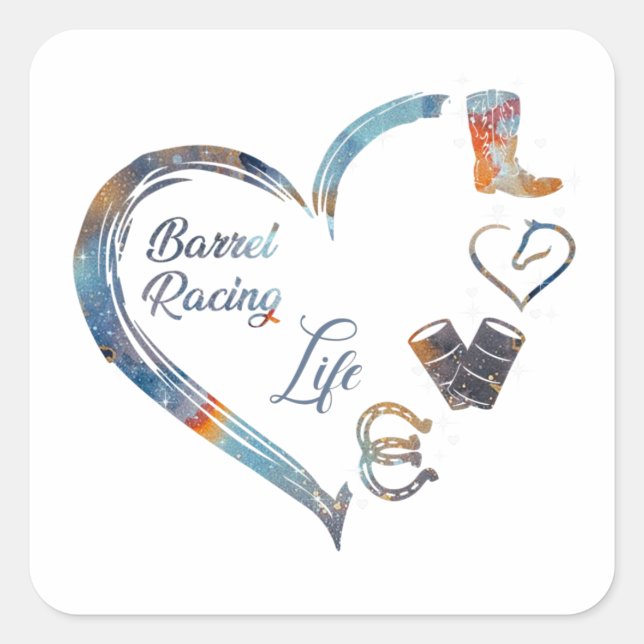 Sticker Carré Barrel Racing Life - Cowgirl Designs (Devant)