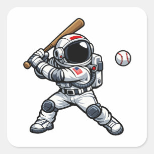 Sticker Carré Baseball Astronaute