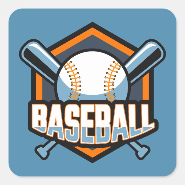 Sticker Carré Baseball couleur personnalisé (Devant)