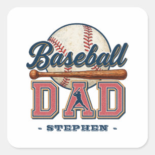 Sticker Carré Baseball Papa - Classique