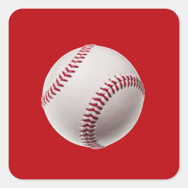 Sticker Carré Baseball - Sports Modèles Baseballs sur Rouge (Devant)