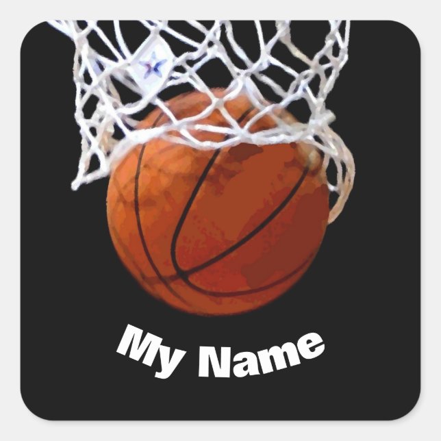 Sticker Carré Basket-ball Ajouter Votre Nom (Devant)