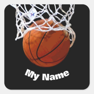 Sticker Carré Basket-ball Ajouter Votre Nom