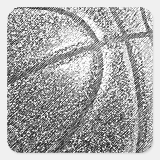 Sticker Carré Basket-ball avec effet crayon (Devant)