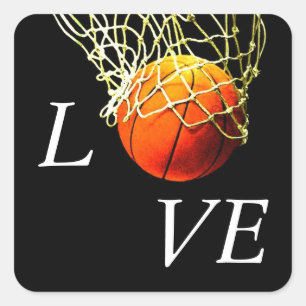 Sticker Carré Basket-ball I Love