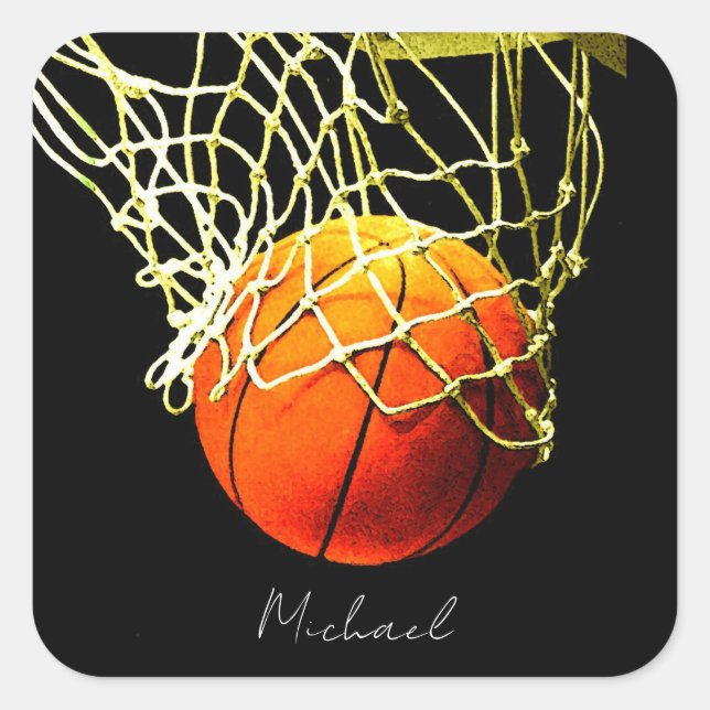 Sticker Carré Basket-ball J'aime votre nom (Devant)