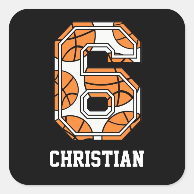 Sticker Carré Basket-ball personnalisé numéro 6 (Devant)
