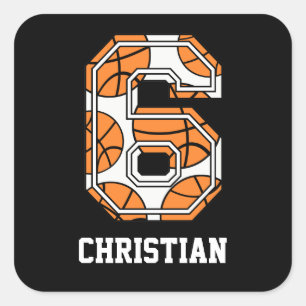 Sticker Carré Basket-ball personnalisé numéro 6