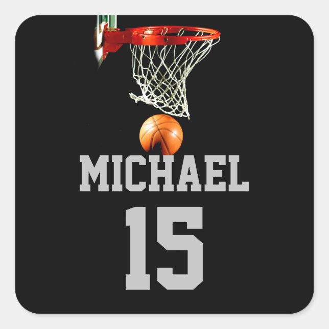 Sticker Carré Basket-ball Votre nom (Devant)