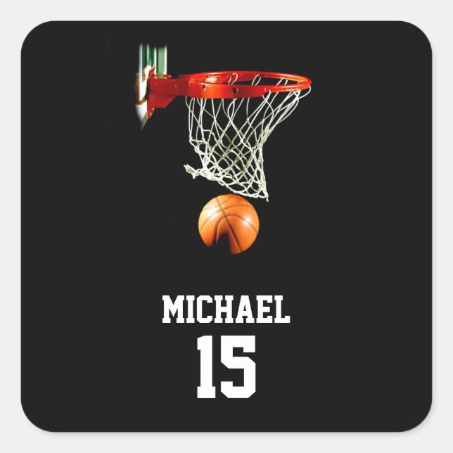 Sticker Carré Basket-ball Votre nom (Devant)