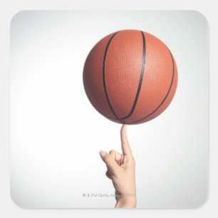Sticker Carré Basket sur index, gros plan des mains
