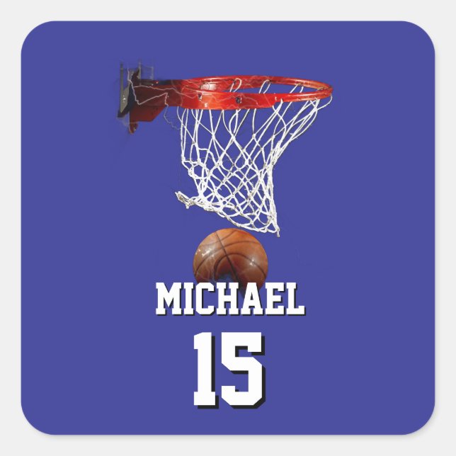 Sticker Carré Basketball Add Your Name & Number Pop Art (Devant)
