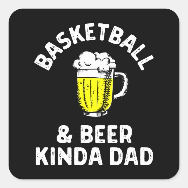 Sticker Carré Basketball & bière genre papa. (Devant)