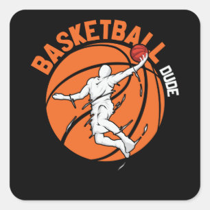 Sticker Carré Basketball Dud Design pour Louveur de Basketball