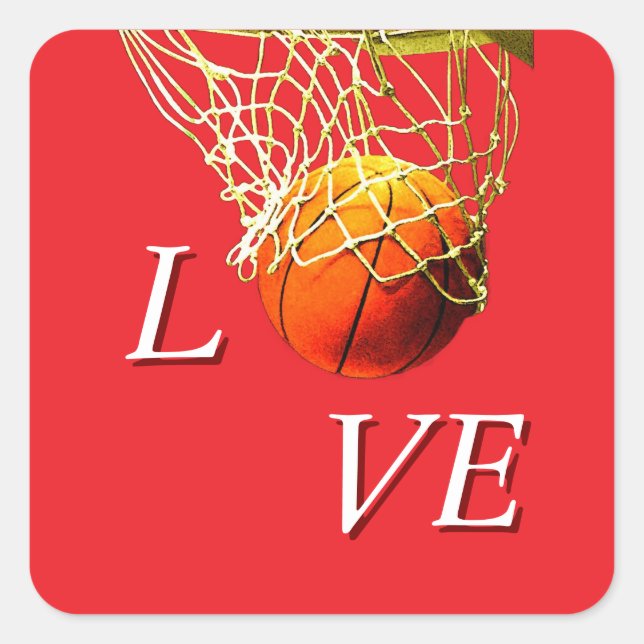 Sticker Carré Basketball I Love (Devant)
