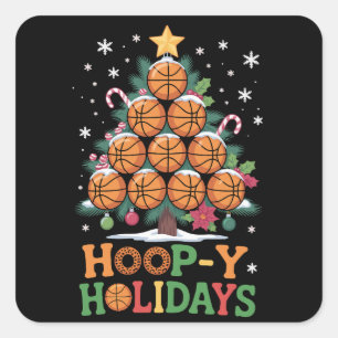 Sticker Carré Basketball Joyeux Noël Sport de Fêtes