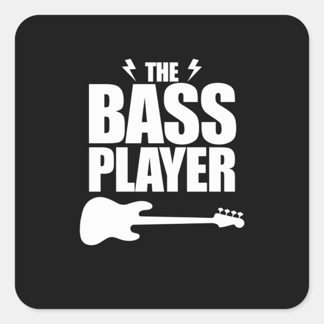 Sticker Carré Basse Lecteur Guitare Jouer Musique Musicien Guita (Devant)